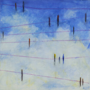 Birds on a Line at Noon, 20x20, acrylic on canvas, $325