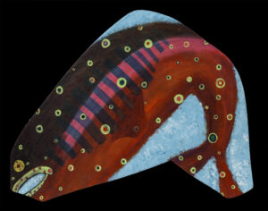 Trout, acrylic on shaped board,$210